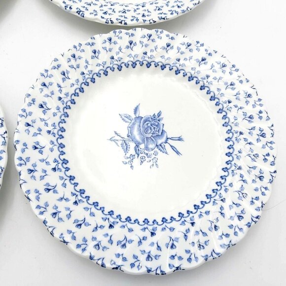 JOHNSON BROS Rose Bouquet Blue Set of 8 Bread Plates VINTAGE 6-7/8"-Discontinued - Picture 2 of 4